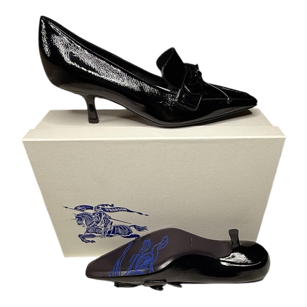 BURBERRY A:LF Sovereign Mule-Stylish Black Leather pumps/heels- Authentic